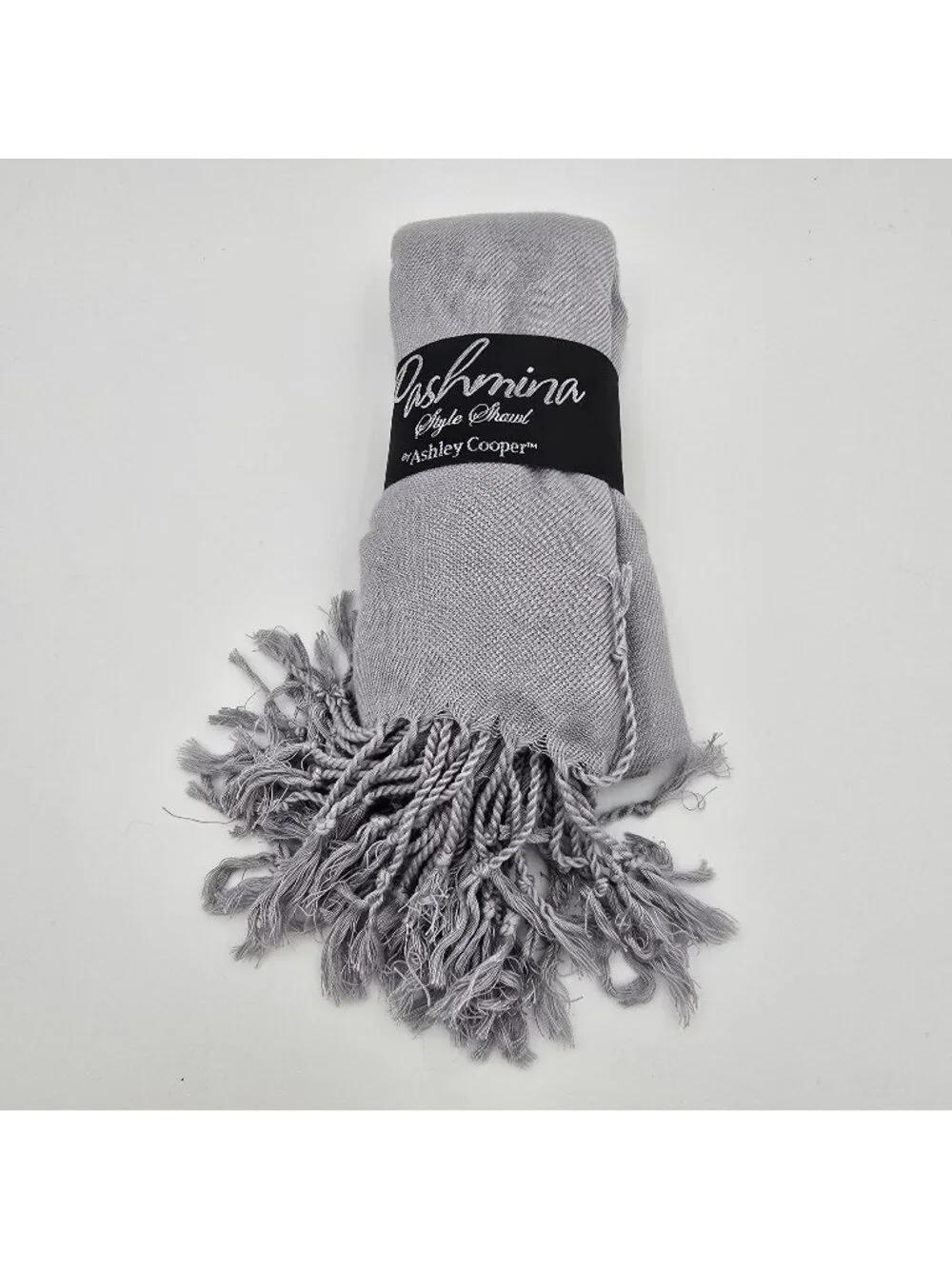 Ashley Cooper Pashmina Style Shawl Light Gray 60x180cm 100% Viscose Soft Fringe